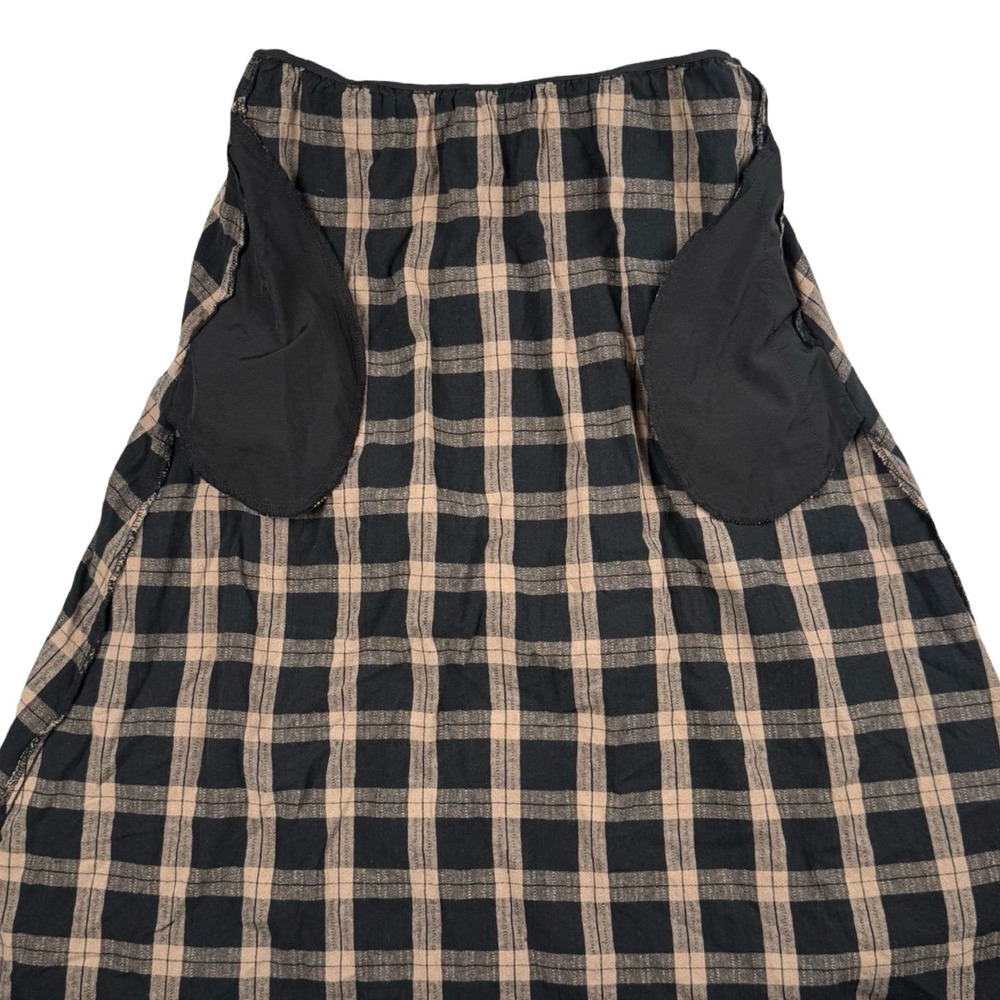 Disturbia Plaid Midi Dress Black Tan Button Front Pockets Grunge US 6 UK 10 - Picture 10 of 10